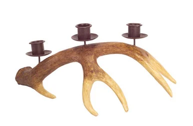 5.5″ Luxury Lodge Rustic Style Faux Deer Antler Decorative Christmas Taper Candle Holder