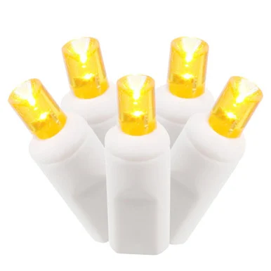 50-Count Orange LED Wide Angle Christmas Lights – 23.25′ White Wire