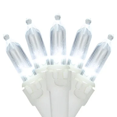 50-Count Pure White LED Mini Christmas Lights, 16.25 ft White Wire