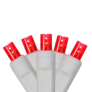 50 Red LED Wide Angle Christmas Lights – 16.3 ft White Wire