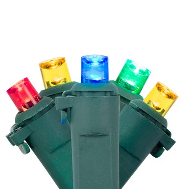 50ct Multi-Color LED Wide Angle Christmas Lights,16.25ft Green Wire