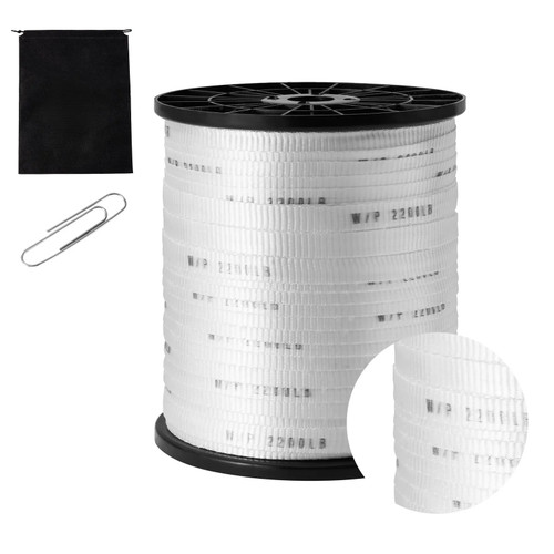 Polyester Pull Tape, 5/8" x 630' Mule Tape Flat Rope, 2200 lbf Tensile Capacity, Printed Webbing Cable Pulling Tape for Packaging, Gardening, Commercial Electrical, Conduit Work, White