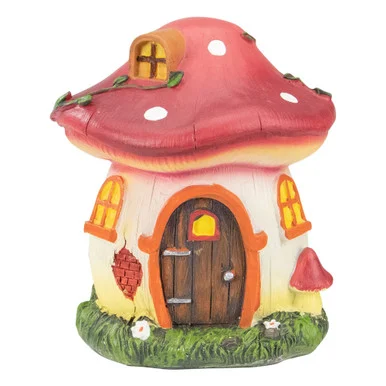 6.25″ Red Mushroom House Outdoor Garden Statue – Whimsical Charm for Your Outdoor Space