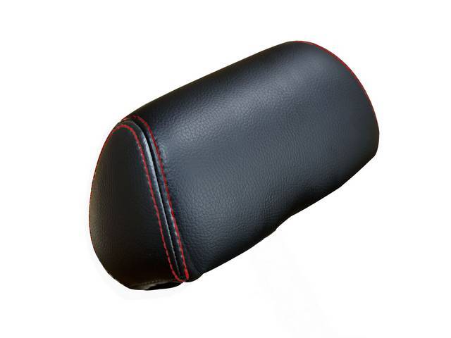 TMI Sport R Seat Headrest Conversion, Charcoal Black and Charcoal Black UniSuede Inserts, Red Stitching