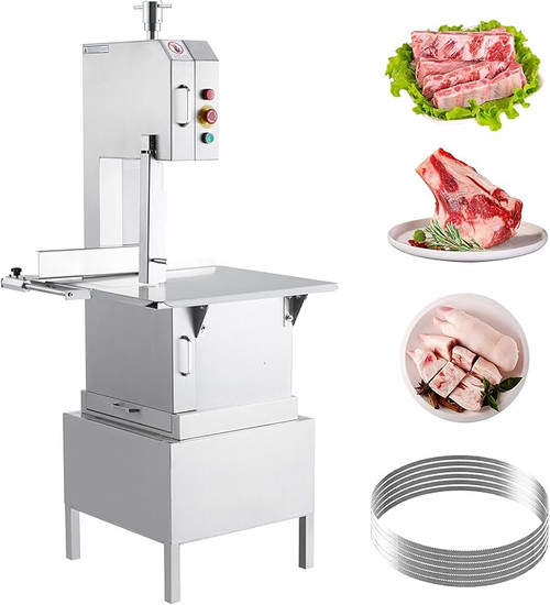 2200w Electric Bone Saw, Commercial Meat Bandsaw, 20.5" x 24.4" Stainless Steel Workbench Bone Cutter Machine, 8.7 In Max Cutting Thickness, Sawing Speed 15m/s Frozen Meat Cutter