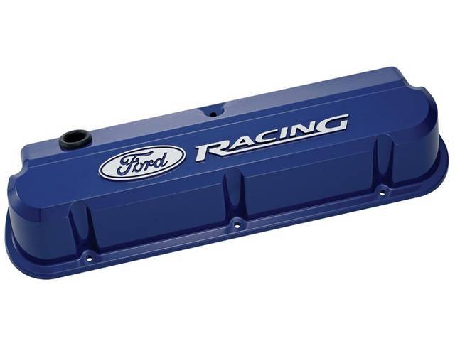 Slant Edge Design Valve Cover Set, Ford Blue Finish