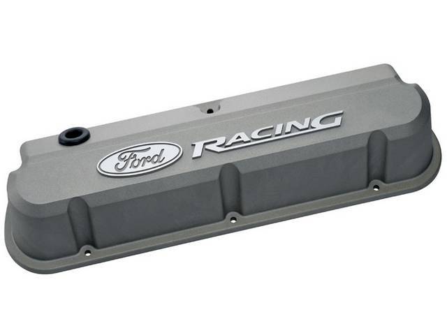Slant Edge Design Valve Cover Set, Cast Gray Crinkle Finish