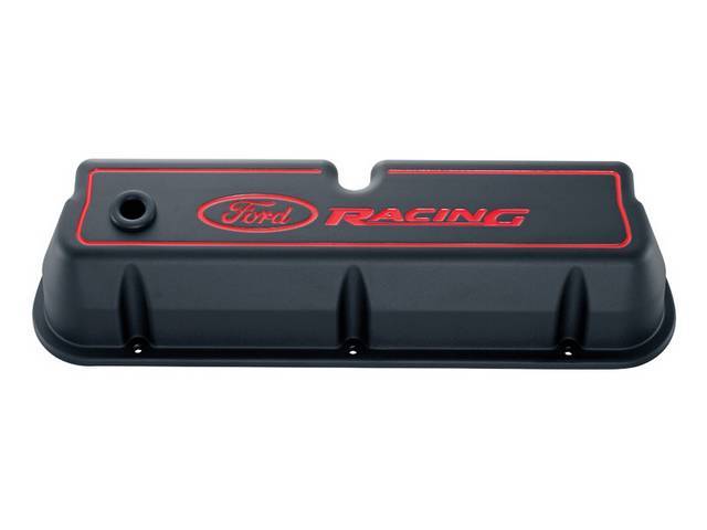Tall Flat Top Design Valve Cover Set, Black Crinkle Finish