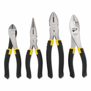 Stanley 4-Piece Bi-Material Pliers Sets, 7 in Diagonal;8 in Lineman/Slip Joint/Long Nose