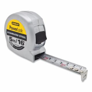 Stanley Powerlock Tape Measure, 16 ft x 3/4 in, SAE/Metric, Silver (Discontinued)