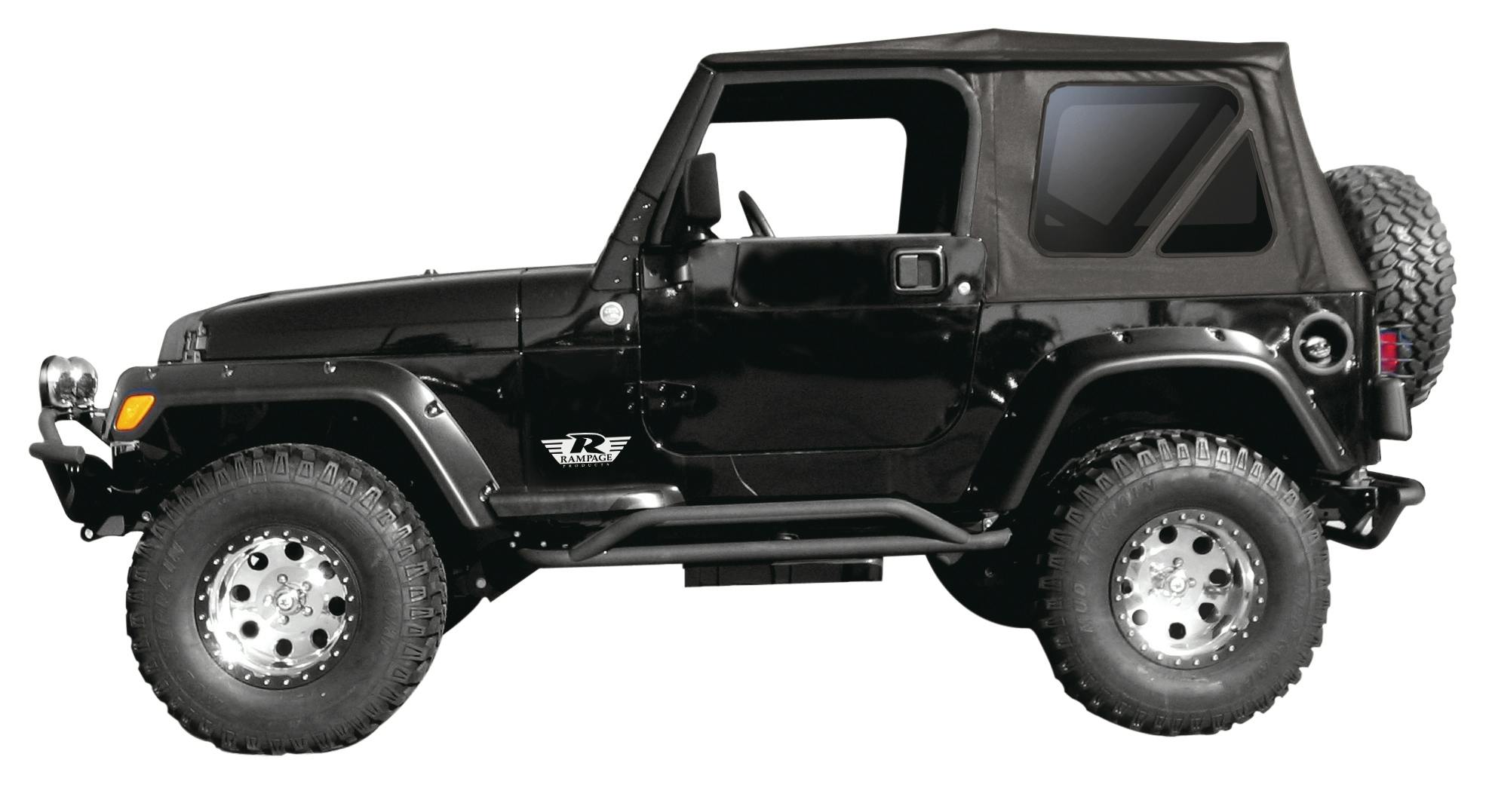 Rampage Products 68335 Complete Soft Top Kit - Frame & Hardware for Soft Upper Doors, Black Diamond