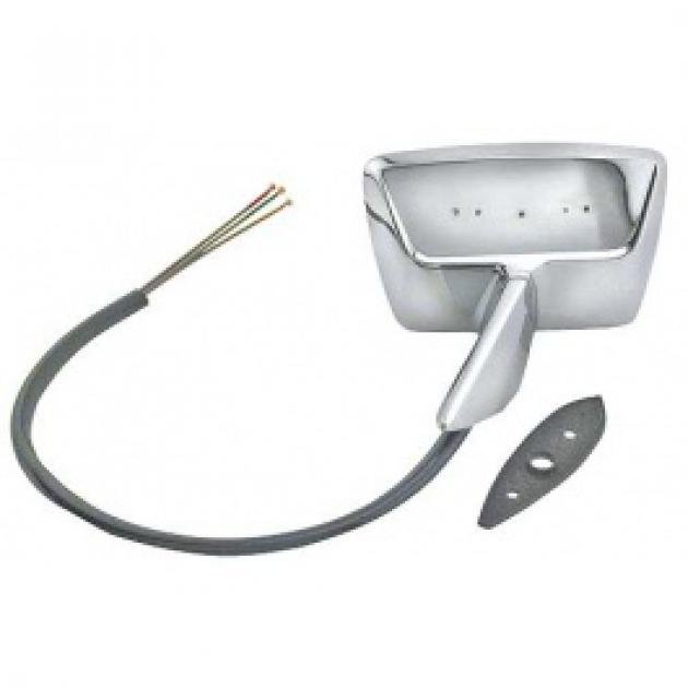 Ford Thunderbird Outside Rear View Mirror, Lft, Remote Control, Chrome, W/o Thunderbird Emb, 1964-66