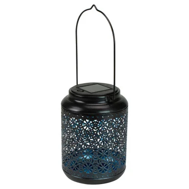 7″ Black Integrated Floral LED Solar Outdoor Lantern – Vintage Charm with Modern Efficiency