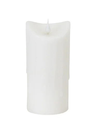 7″ White Dripping Wax LED Lighted Christmas Flameless Candle with Moving Flame