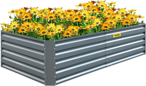 Galvanized Raised Garden Bed, 80" x 40" x 19" Metal Planter Box, Gray Steel Plant Raised Garden Bed Kit, Planter Boxes Outdoor for Growing Vegetables,Flowers,Fruits,Herbs,and Succulents
