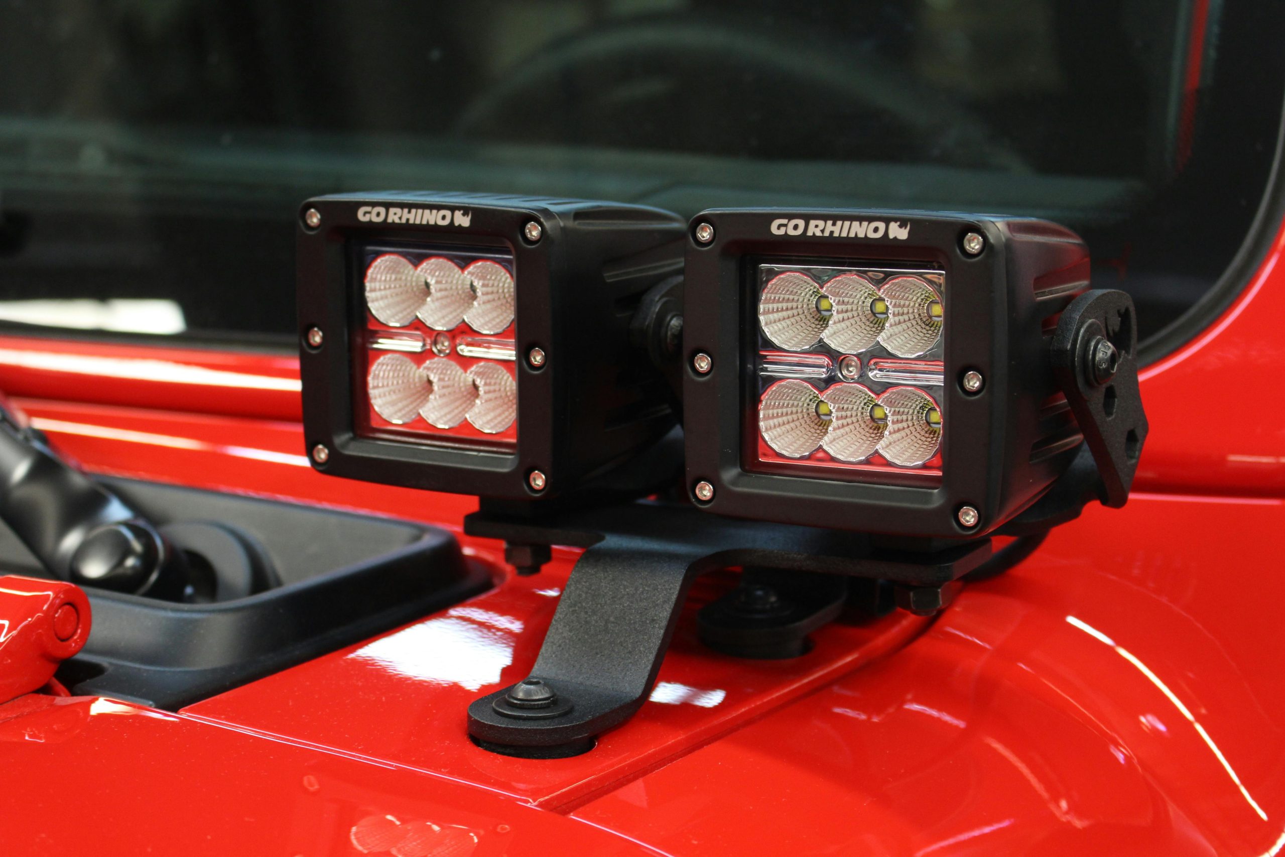 Go Rhino 730230T XE Windshield Cowl Light Mounts for Jeep JL/JT - Fits Dual 3x3 Cubes