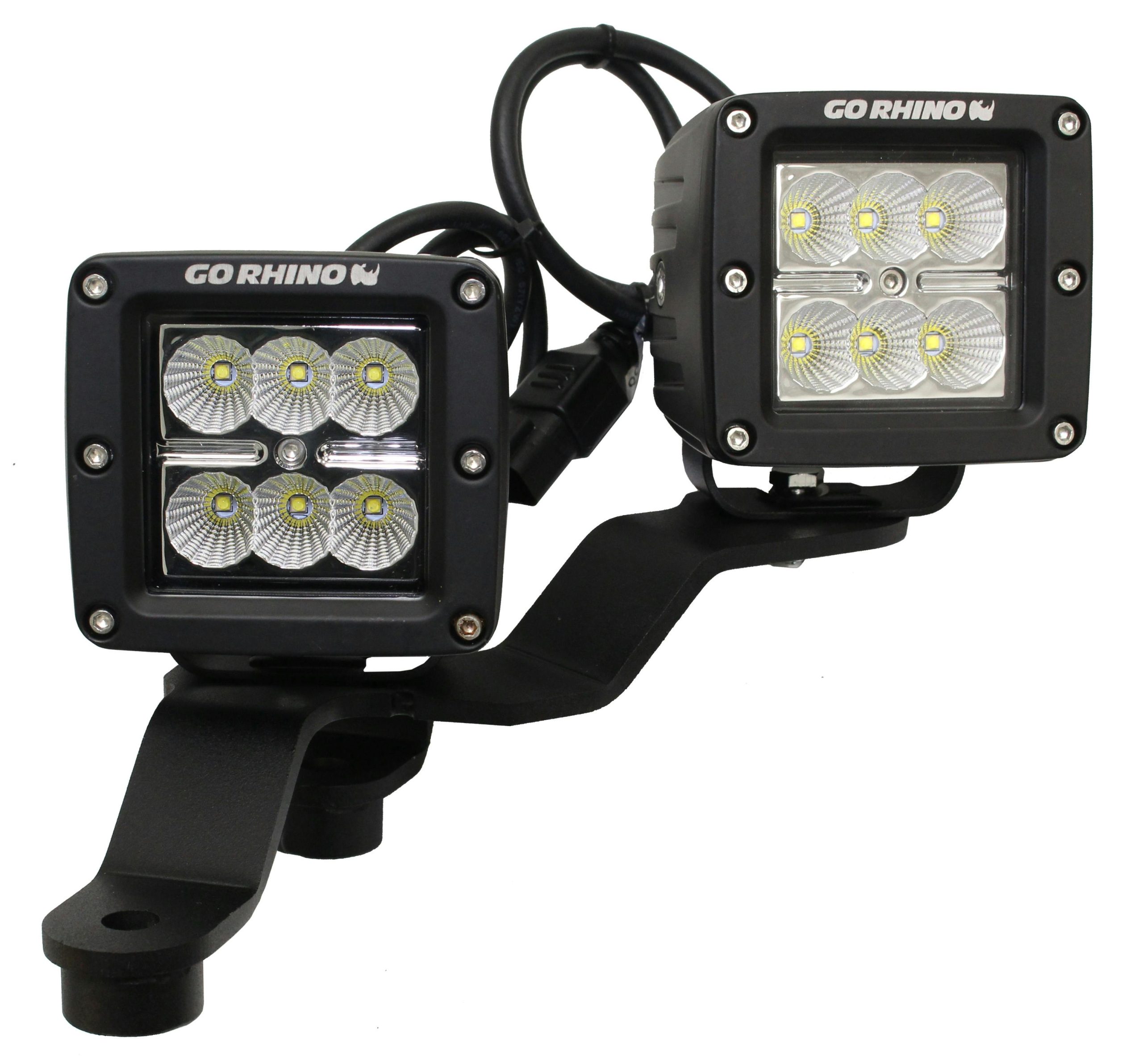 Go Rhino 730231T XE Windshield Cowl Light Mounts for Jeep JL/JT - Fits Dual 3x3 Cubes Offset