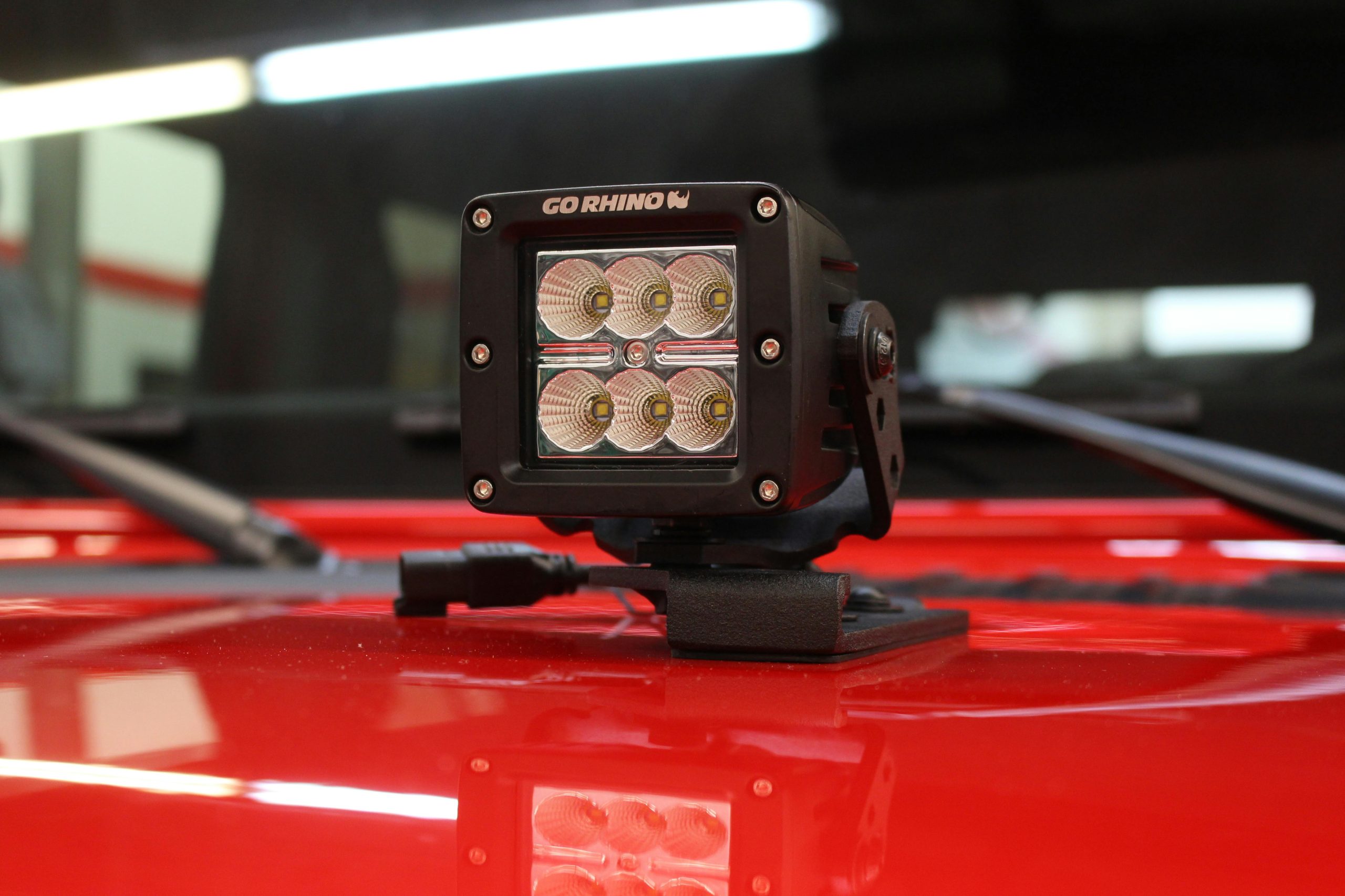 Go Rhino 732230T XE Center Hood Light Mounts for Jeep JL/JT - Fits Single 3x3 LED Cube