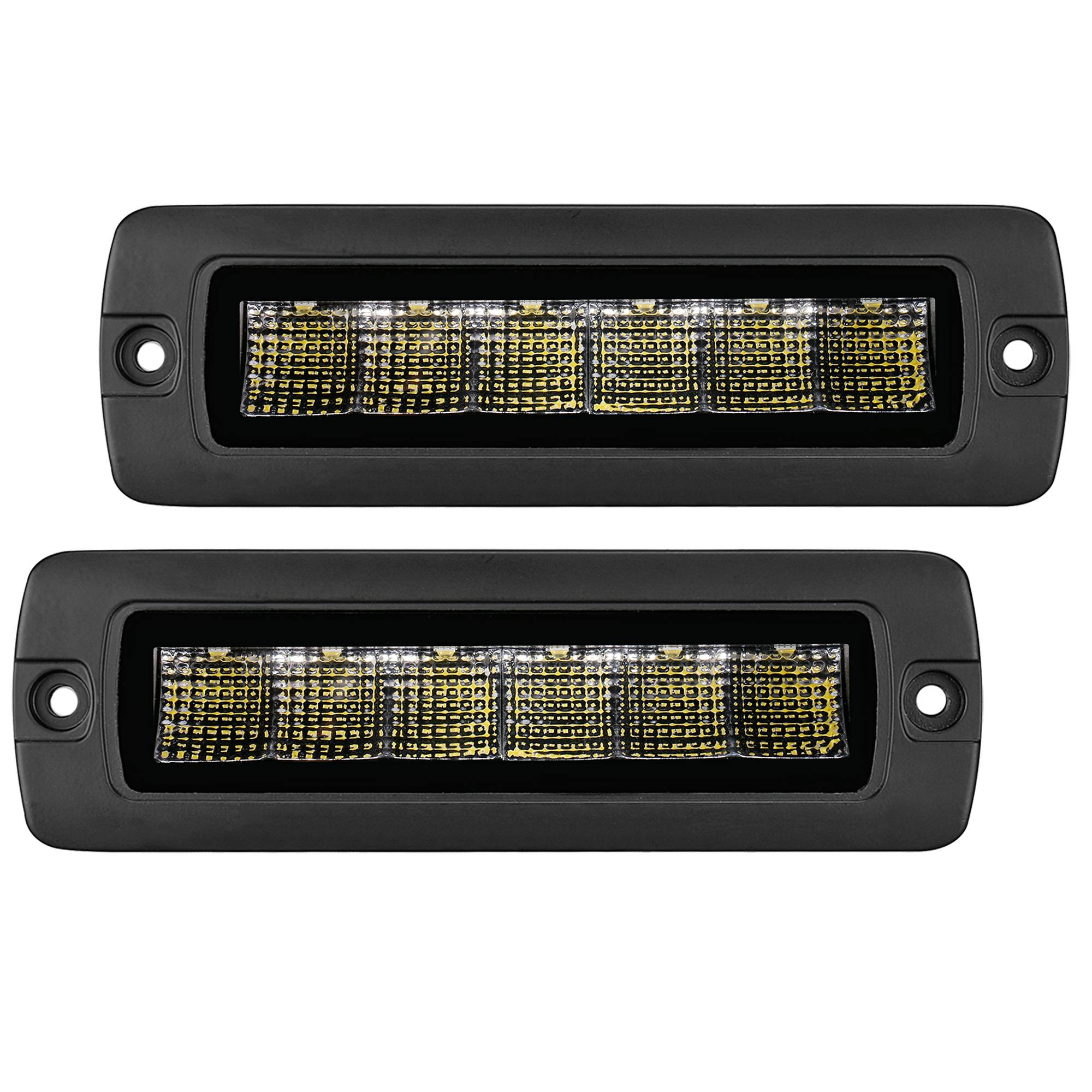 Go Rhino 750300621FBF Blackout Series - SIXLINE 6-LED Flood Lights with Flush Mount, Pair