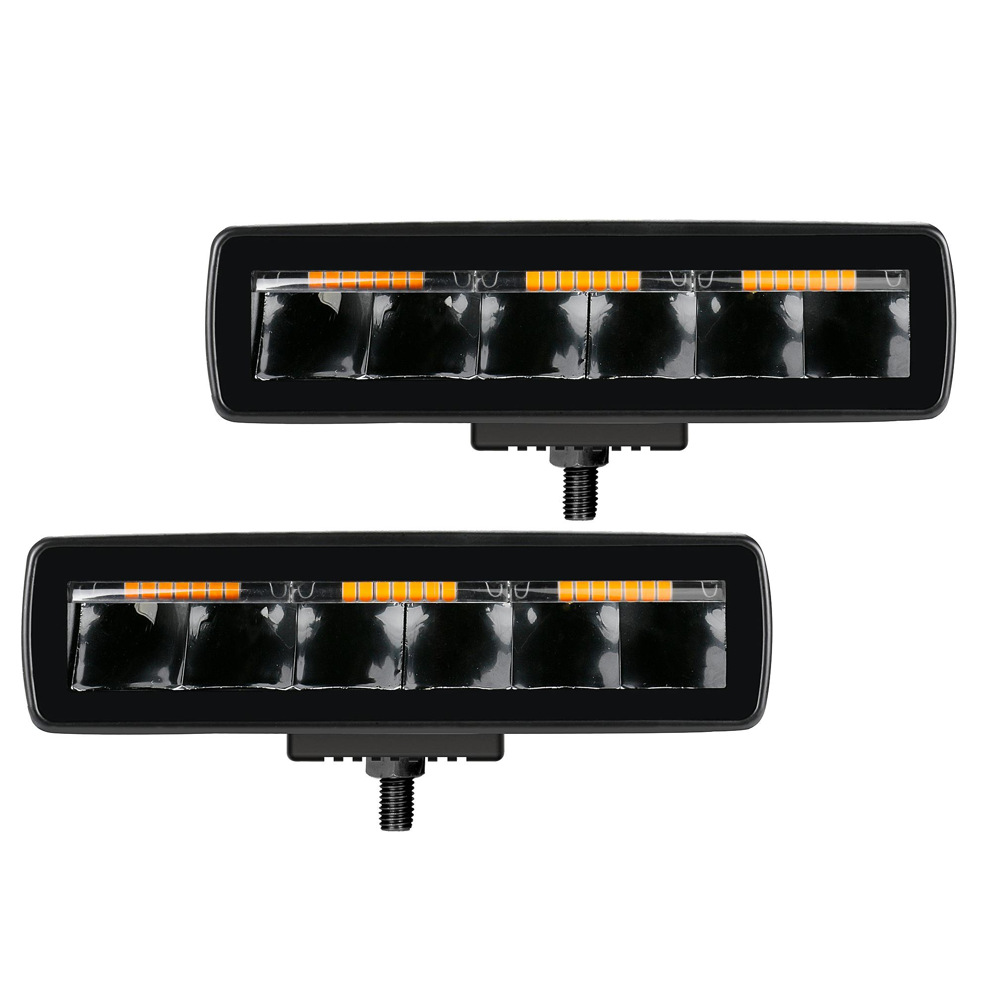 Go Rhino 750600622SBS Blackout Combo Series - SIXLINE 6-LED Spot Light Pods, Pair, w/Amber LEDs
