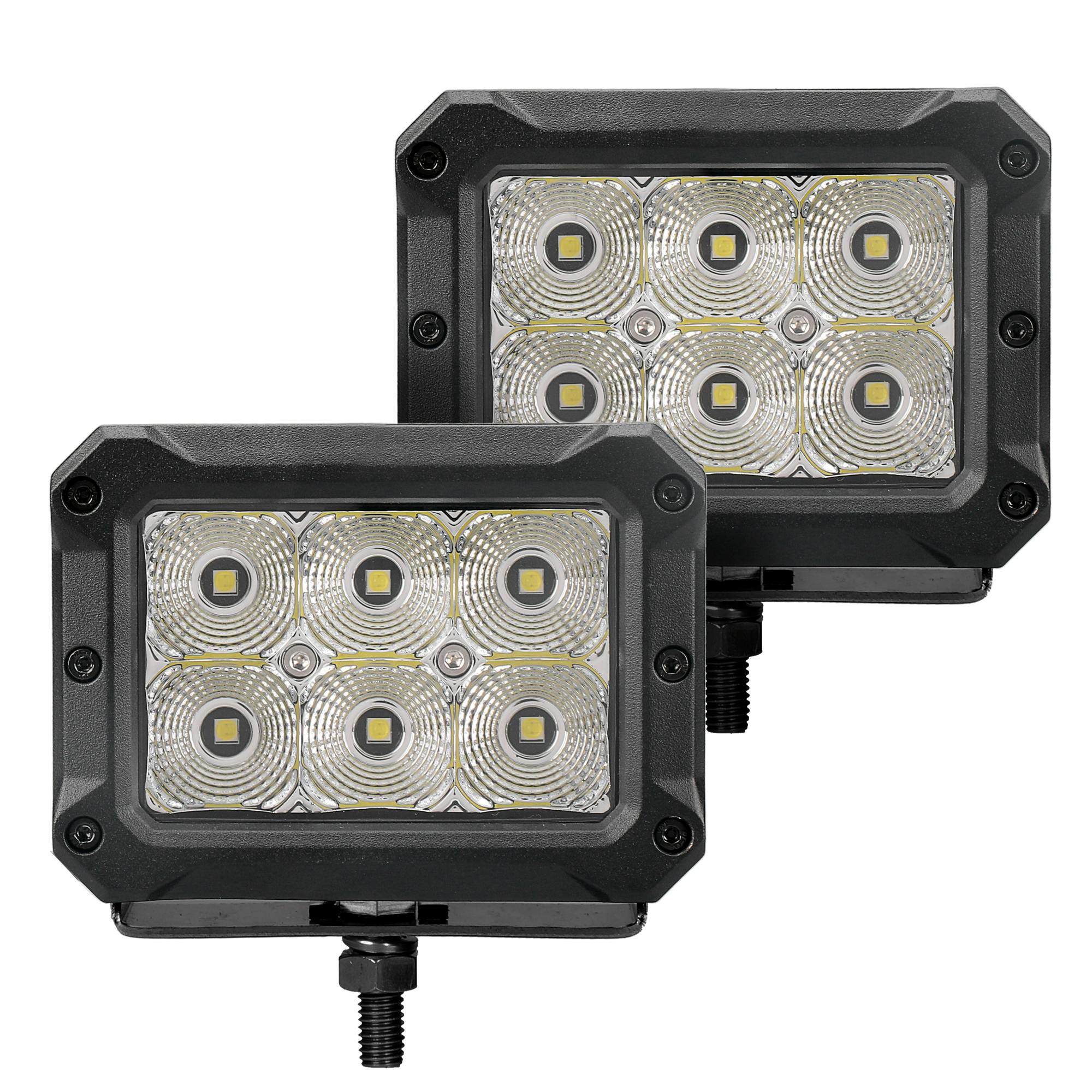 Go Rhino 753003023FBS Bright Series - 4x3 Rectangular LED Flood Lights, Pair