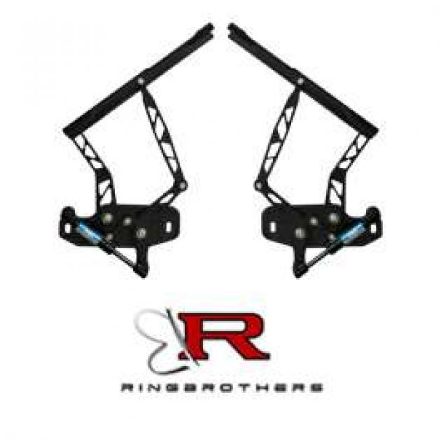 Firebird Hood Hinges, Billet Aluminum, Black Anodized, Air Frame, For Cars With Steel Hood, 1967-1969