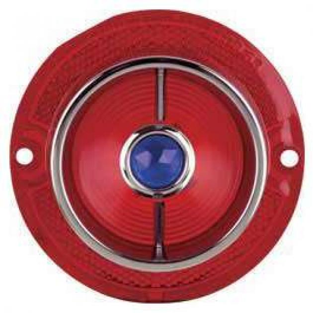 Full Size Chevy Taillight Lens, With Blue Dot and Chrome Ring, 1963