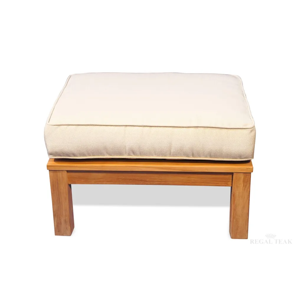 27.75″ Natural Teak Deep Seating Outdoor Patio Ottoman with Canvas Cushion