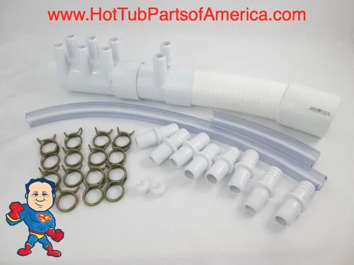 8-Outlet 3/4″ Spa Manifold Deluxe Replacement Kit with 2″ Coupler – Complete Installation Set