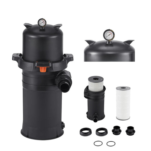 Cartridge Pool Filter, 150 Sq.Ft Area, 9000 GPH, Leak-Proof Housing, Pressure Gauge & Relief Valve