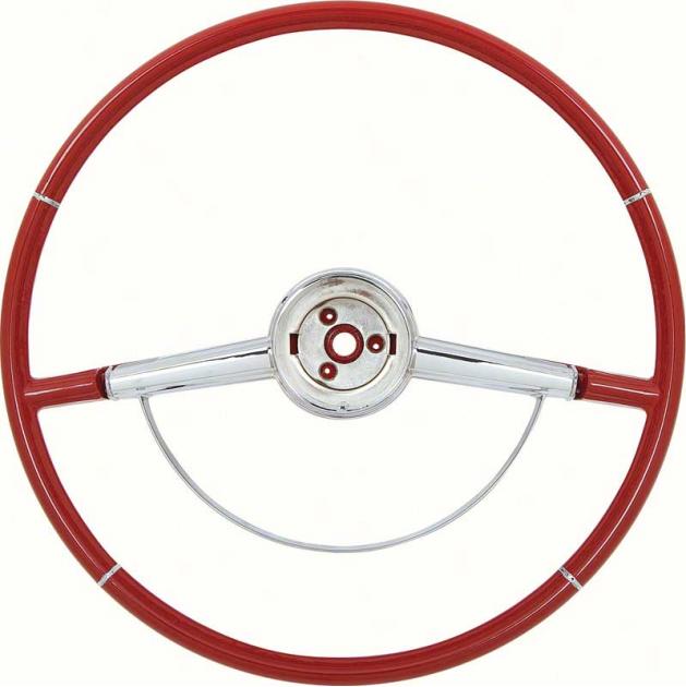 1964 Impala, Steering Wheel, with Chrome Horn Ring, Red