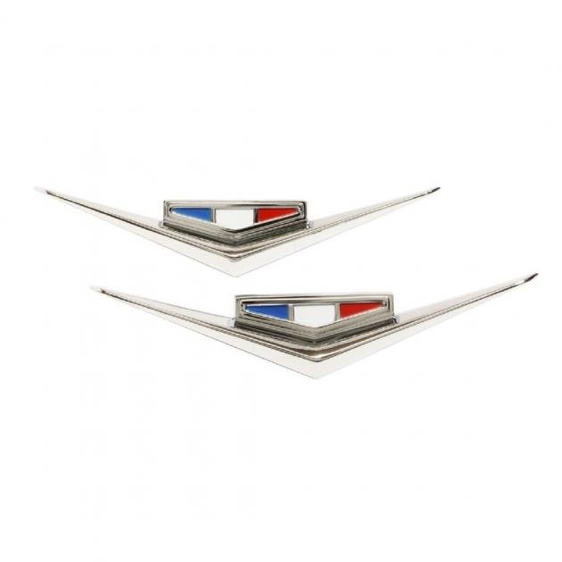 Trim Parts 62-63 Full-Size Chevrolet Front Fender Vee Emblem, 283, Pair 2161