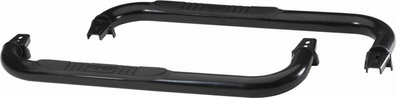Rampage Products 8625 Body Side 3 in. Round Step Bar Wheel -To- Wheel; w/Step; Black Powder Coat; Pair
