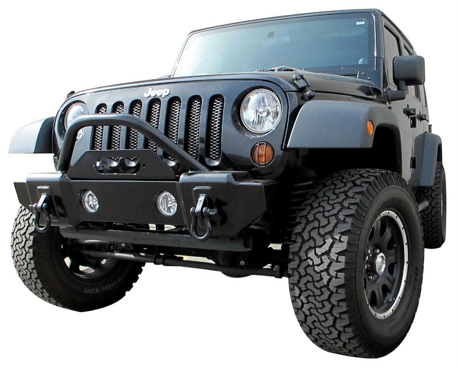 Rampage Products 88509 Front Recovery Bumper; Mass Articulation Stubby w/Stinger; Black Textured Finish