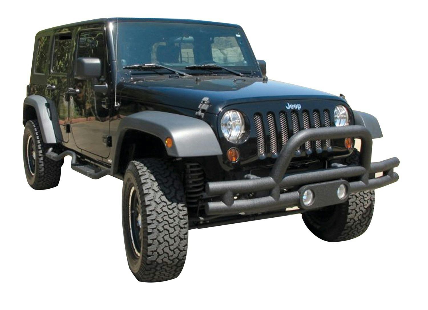 Rampage Products 88625 Double Tube Bumper Textured Black - Front with Light Pod & Stinger