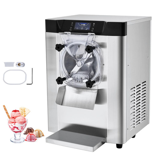 Commercial Ice Cream Machine, 12 L/H Yield, 1713W Single Flavor Countertop Hard Serve Maker, 4.5L Stainless Steel Cylinder, LED Panel with Auto Clean & Pre-Cooling