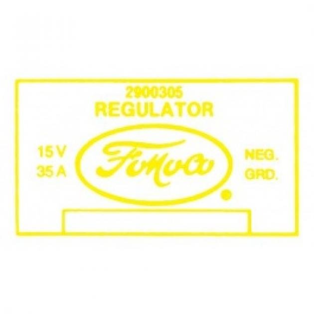 Ford Thunderbird Voltage Regulator Decal, 35 Amp, 352 & 430 V8 With Air Conditioning, 29003, 1958-60