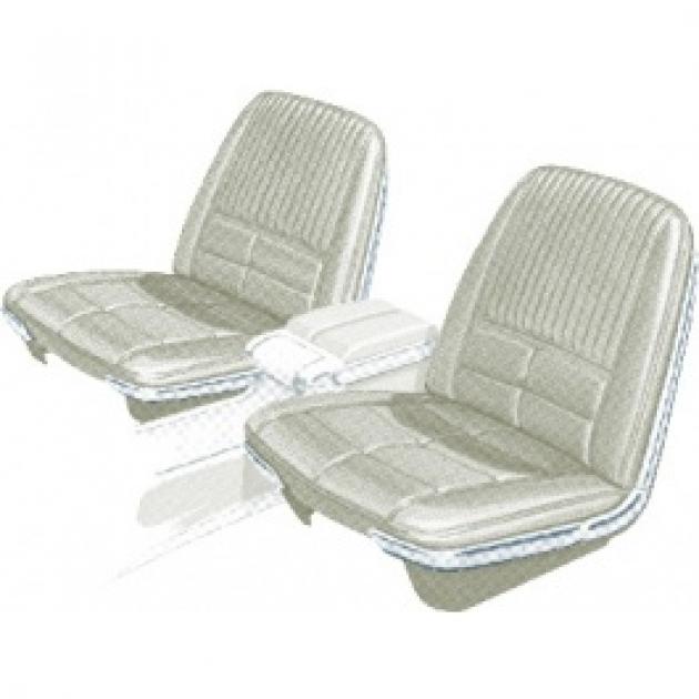 Ford Thunderbird Front Bucket & Rear Bench Seat Covers, Full Set, Vinyl, White #43, Trim Codes G1-G9 Or P1-P9, Without Reclining Passenger Seat, 1966