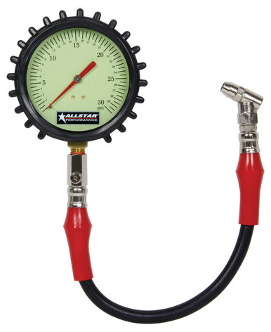 Allstar Performance Tire Pressure Gauge 0-30 PSI 4in Glow ALL44047