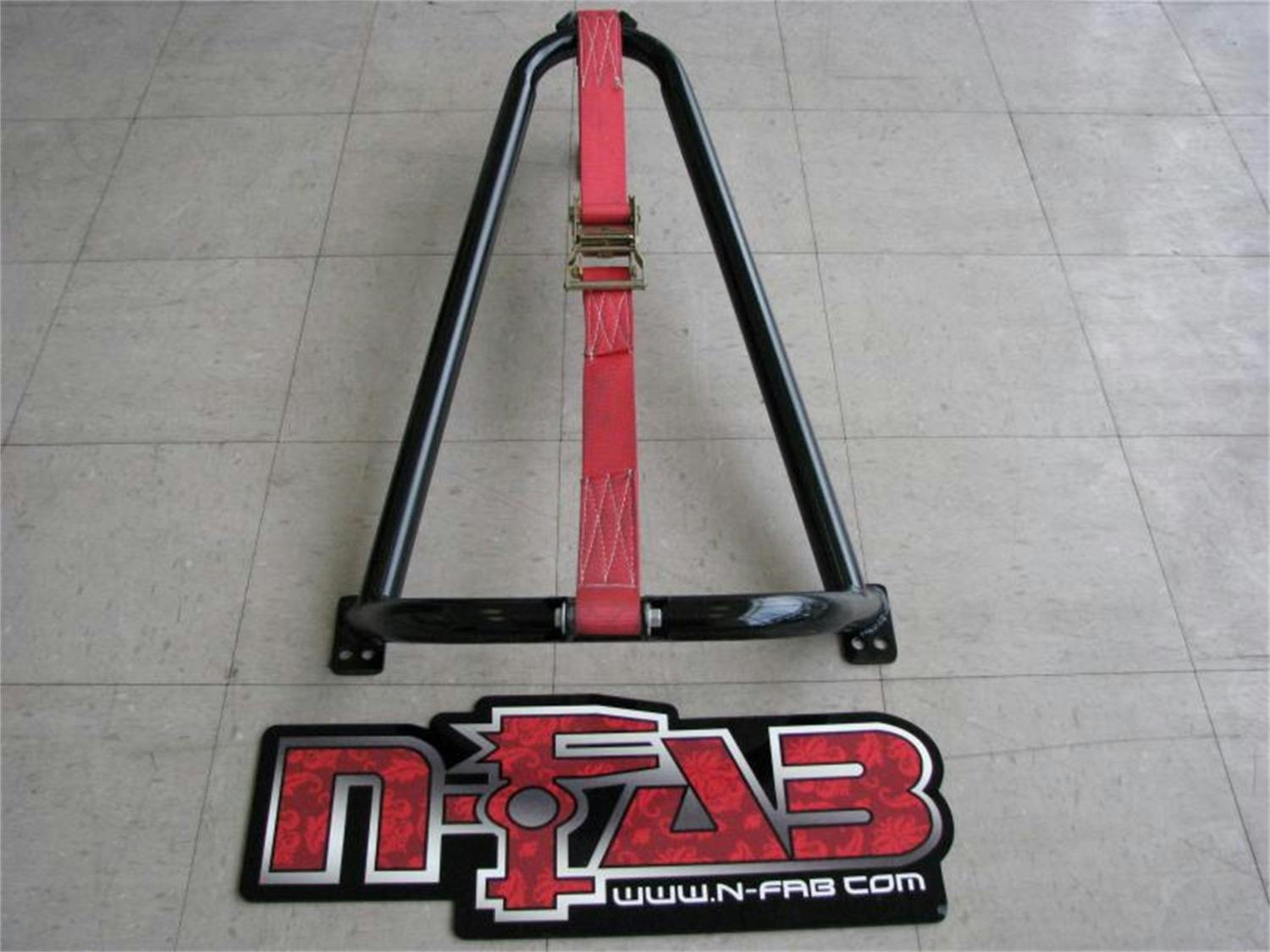 N-FAB BM1TCBK Gloss Black Bed Mounted Tire Carrier w/ Black Strap
