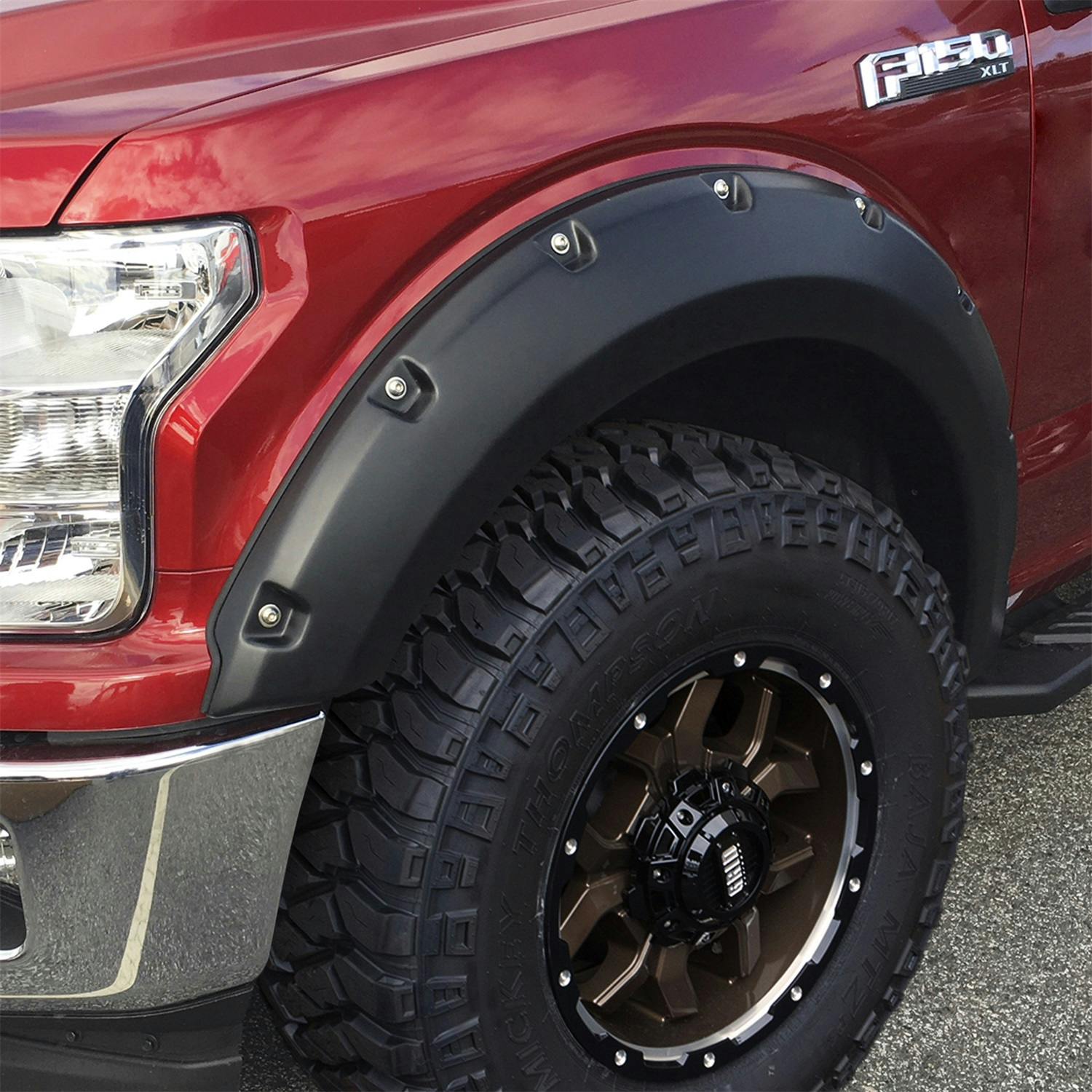 Bushwacker 20945-32 Fender Flares Pocket Style-Color Agate Black Met Finish 4 Pc