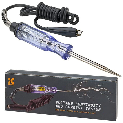 Voltage Continuity and Current Electrical Tester - 6-12 V DC - 24 V AC Circuit - Long Probe Tester with Indicator Light - 54 Inch Cord for Low Voltage Systems, Live Wires, Fuses
