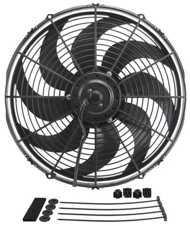 Derale 16in Dyno-Cool Curved Bl ade Electric Fan 18916