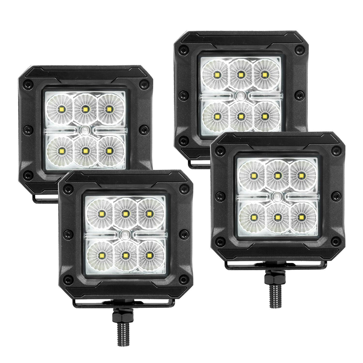 Go Rhino 751803043FCS Bright Series - 3x3 Cube LED Flood Lights, Set of Four