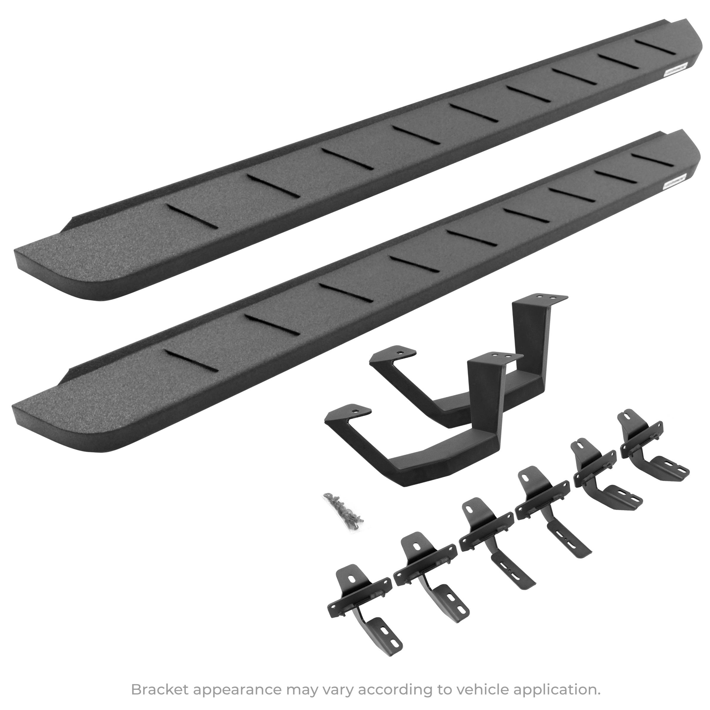 Go Rhino 6349264810T RB10 Running Boards w Mounting Brackets, 1 Pair Drop Steps Kit - Bedliner Coat