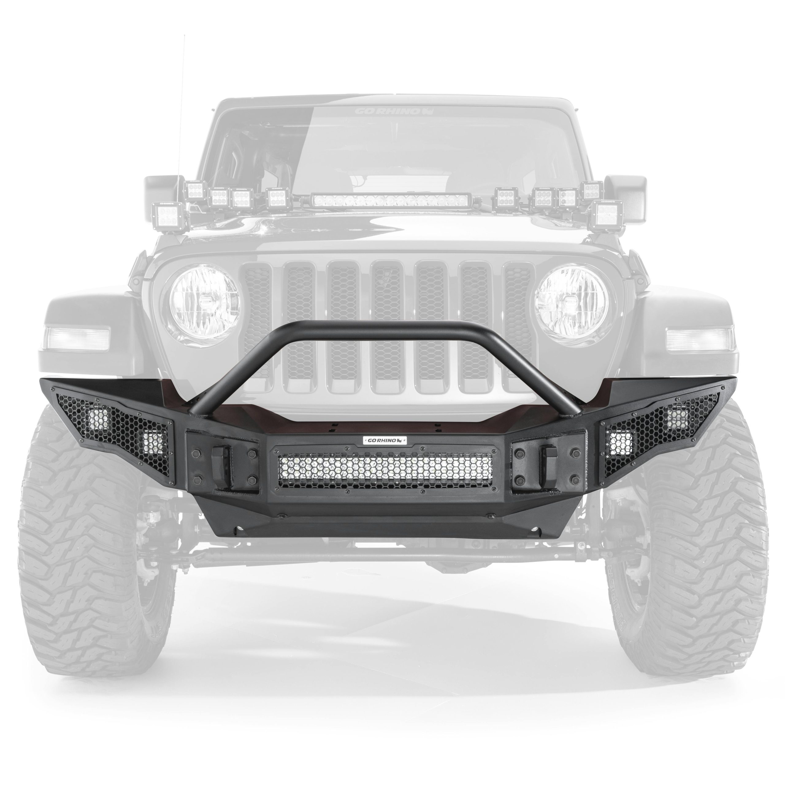 Go Rhino 331201T Rockline Winch-Ready Full Width Bumper With Overrider For Jeep
