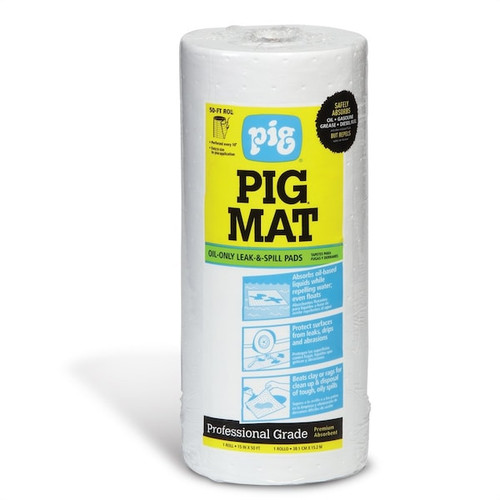 Pig Water-Repellent Oil-Absorbent Light-Weight Mat Roll, 15"X50' (6