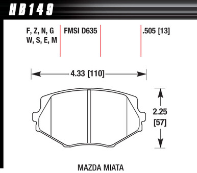 Street Brake Pads Front Miata HP Plus HB149N.505