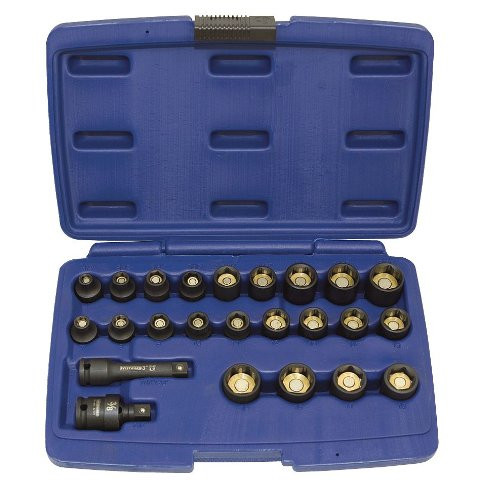 Impact Socket Set, 3/8" Dr, 24 pc Magnetic Impact Socket Set Metric and SAE