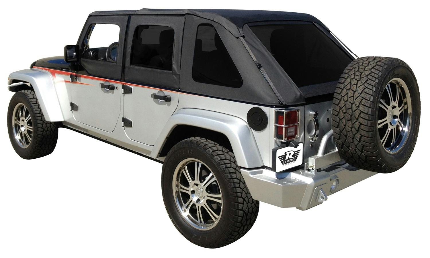 Rampage Products 109835 Frameless Soft Top Kit Sailcloth; Black Diamond; w/Tinted Windows